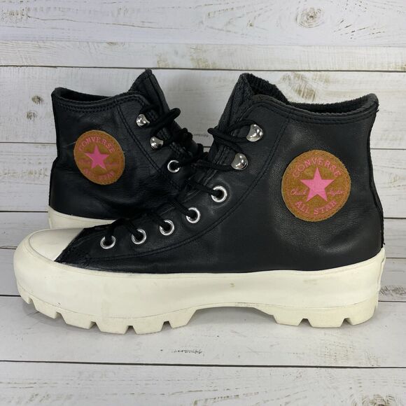 Converse Chuck Taylor All Star Lugged Womens Size 6 Black Leather Chunky - Picture 7 of 11